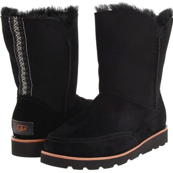 UGG Shoes - UGG Australia Shanleigh Black Sheepskin Lined Embroidered Heritage Line Boots 9